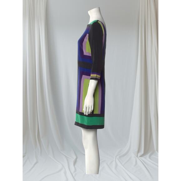 Diane Von Furstenberg DVF Silk Avery Colorblock Shift Dress Black 14 NWT - Picture 5 of 12